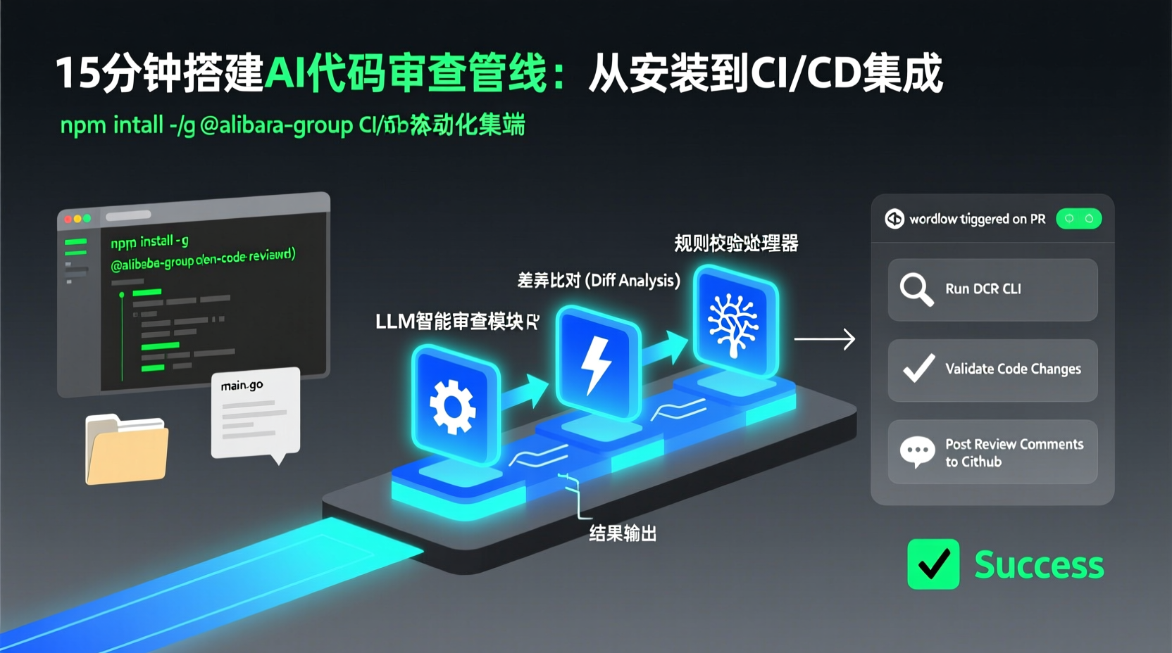 15分钟搭建AI代码审查管线：从安装到CI/CD集成